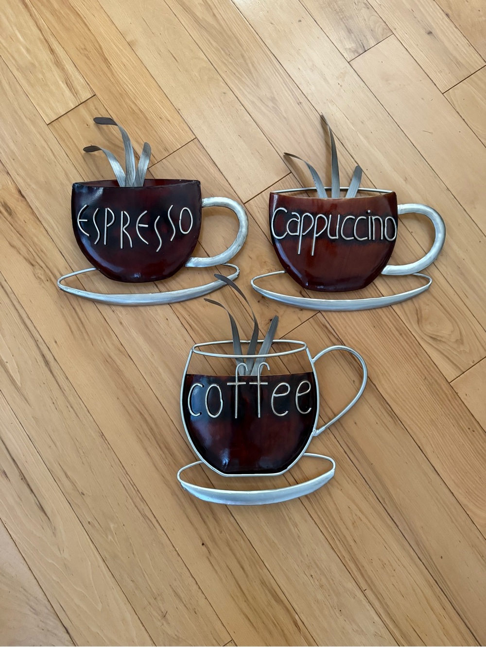 Coffee Cup Wall Art Trio - Espresso Cappuccino Coffee
